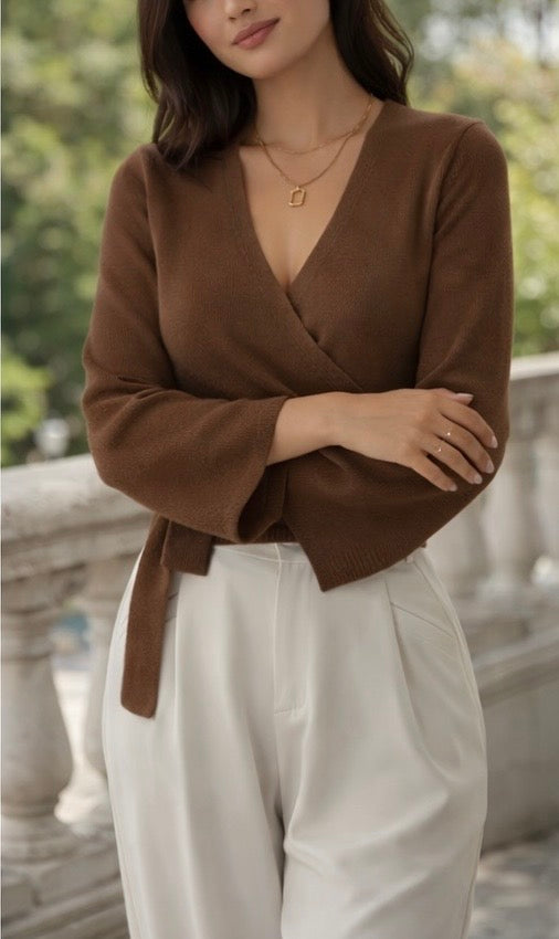 Wickelpullover Braun