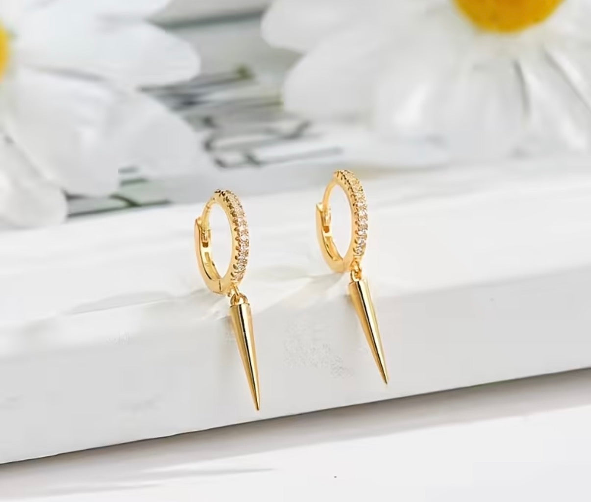 Golden Spike Drop Hoops