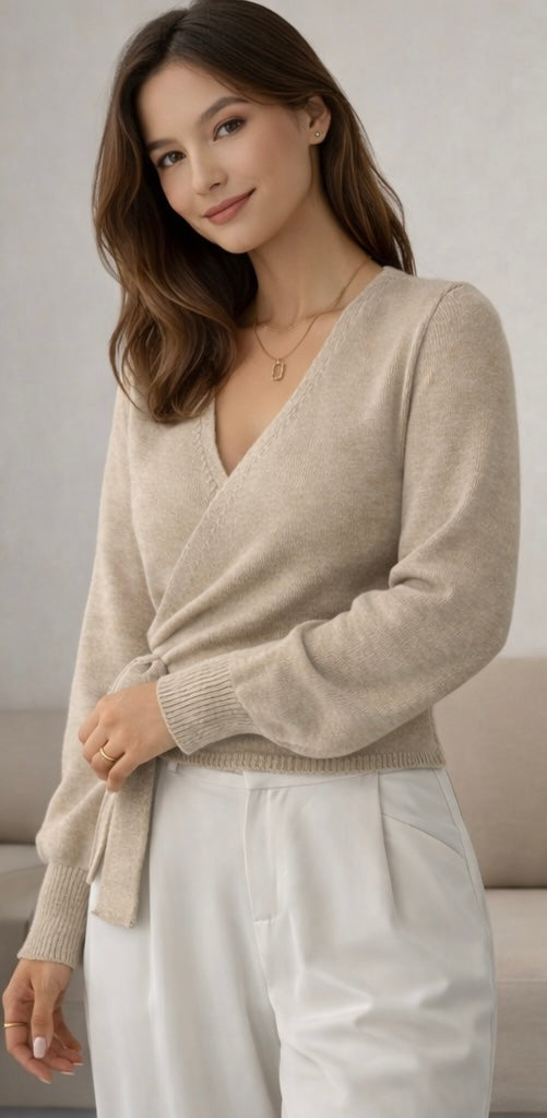 Wickelpullover Creme