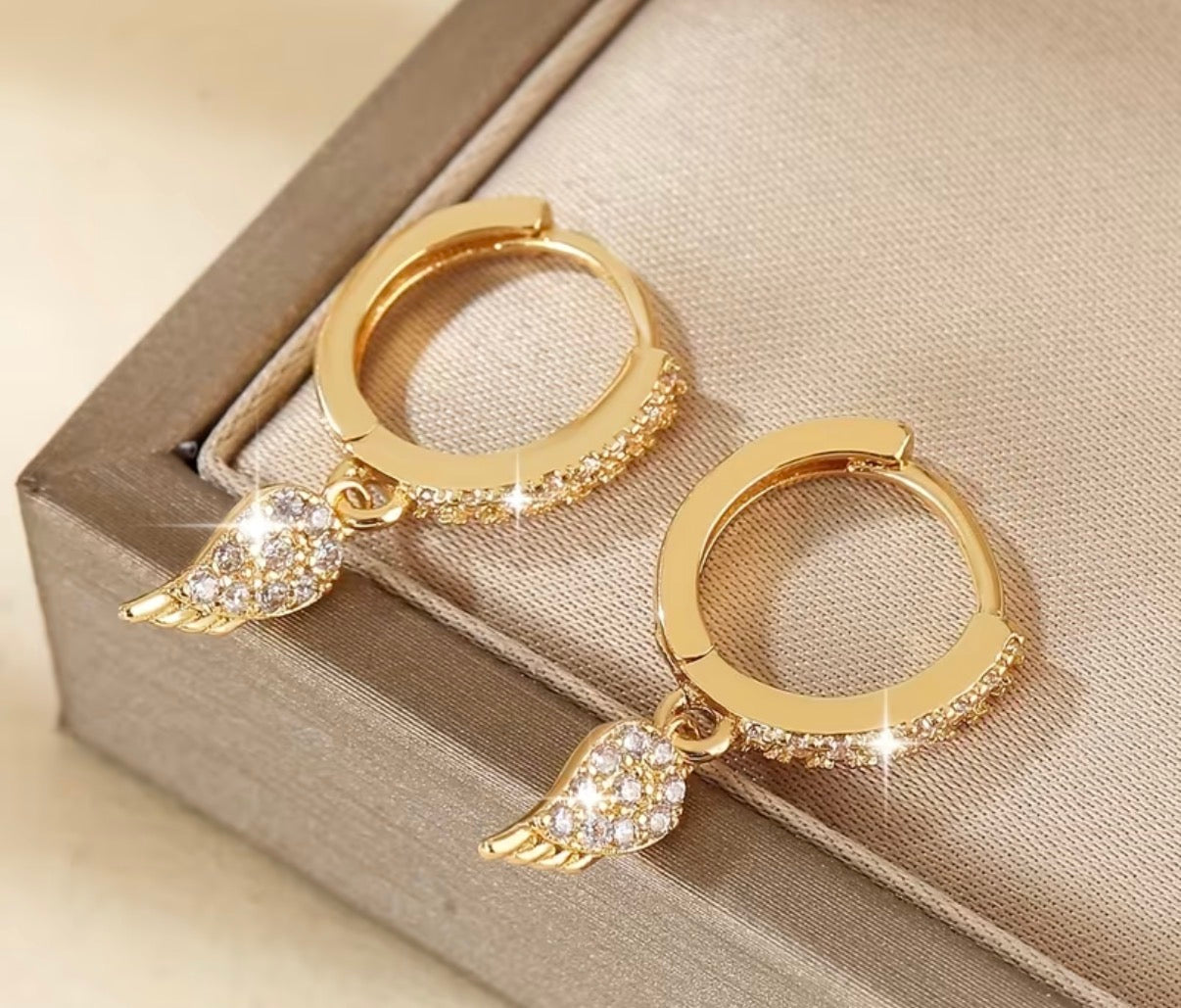 Golden Angel Wing Hoops