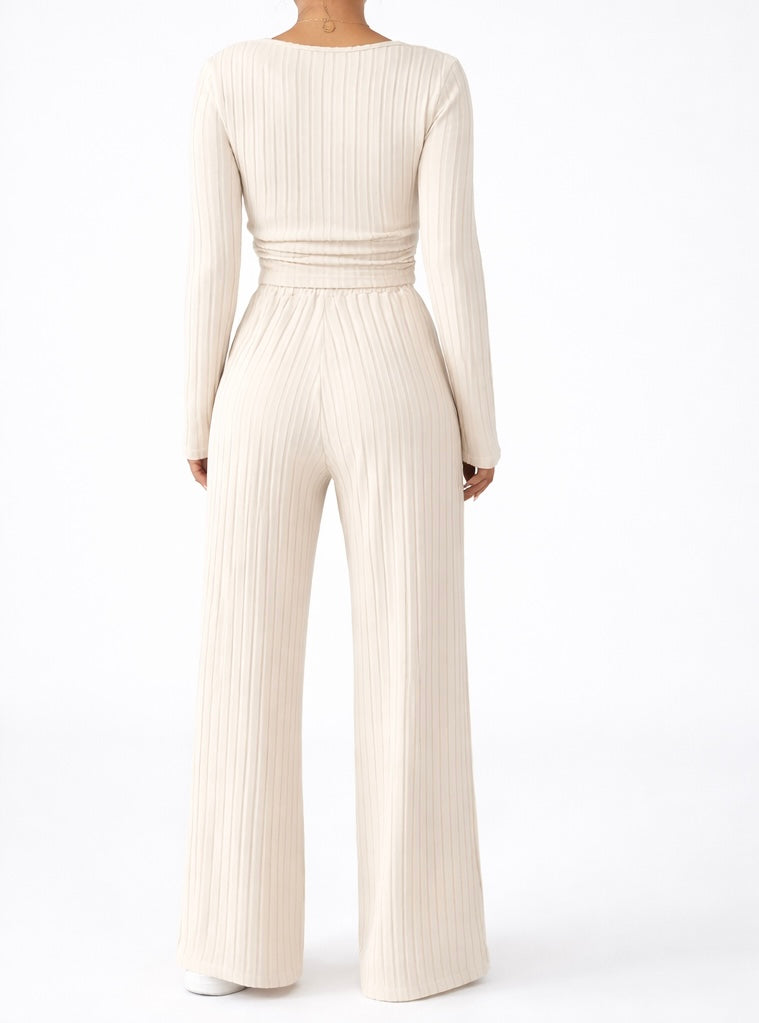 Ribbed Lounge Set – Cream Edition