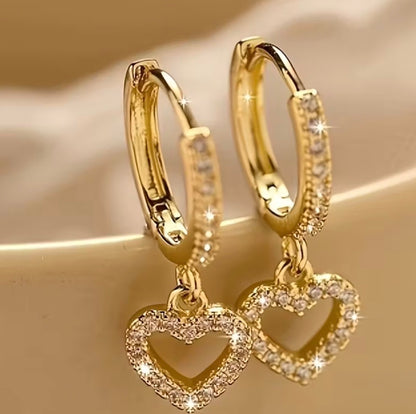 Golden Heart Drop Hoops