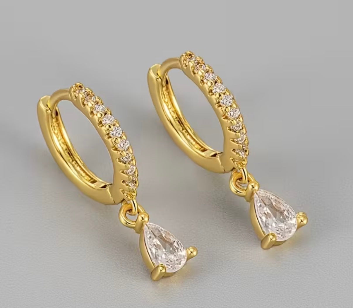 Golden Teardrop Spark Hoops