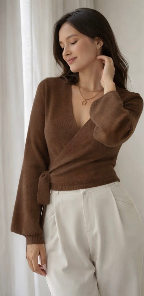 Wickelpullover Braun