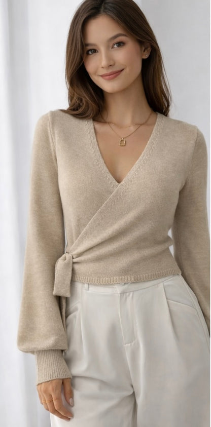 Wickelpullover Creme