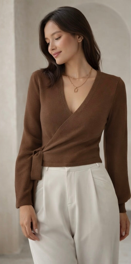 Wickelpullover Braun