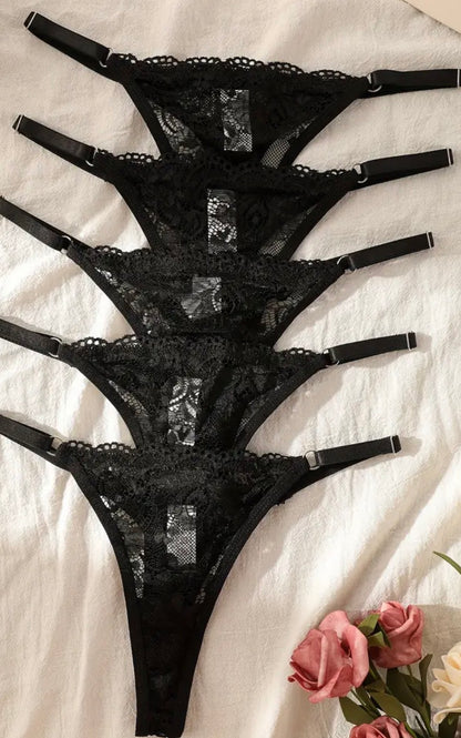 Chérie Lace Thong – Black Beauty Edition