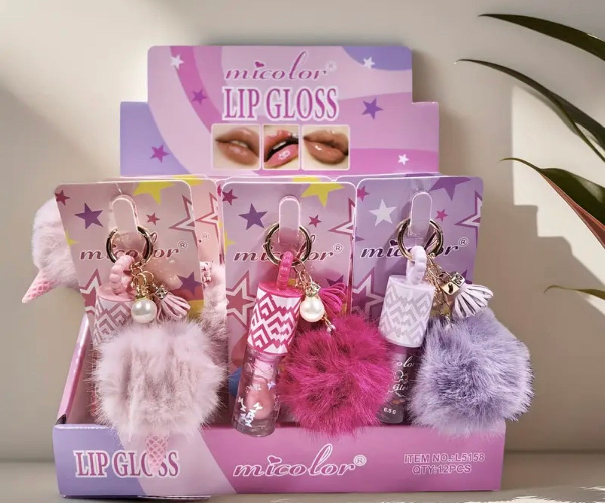 PomPom Lip Gloss Keychain
