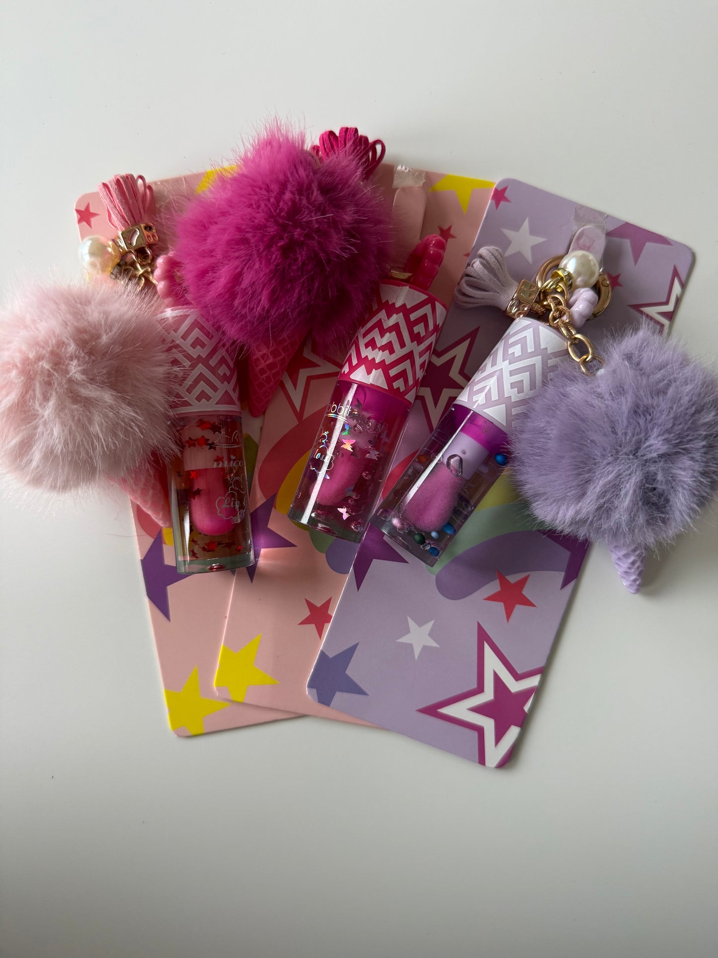 PomPom Lip Gloss Keychain