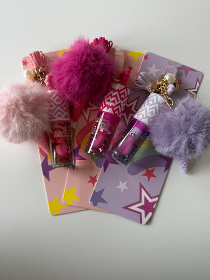 PomPom Lip Gloss Keychain