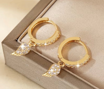 Golden Angel Wing Hoops