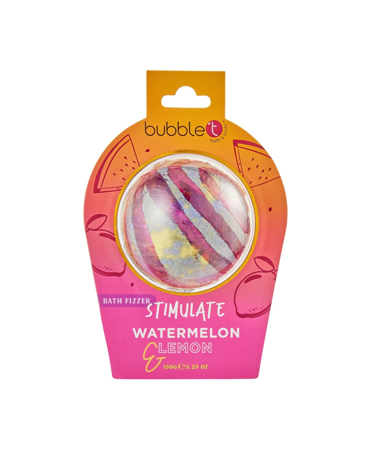 BUBBLE T Bath Fizzer Stimulate – Wassermelone & Zitrone Badebombe 150g