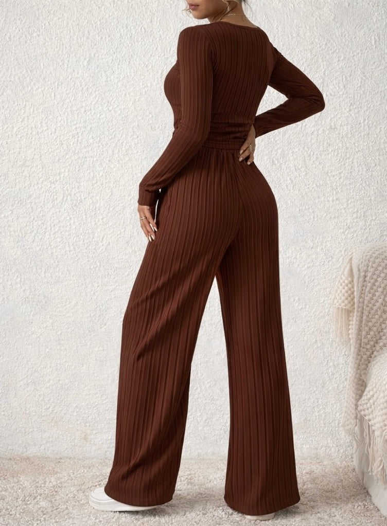 Ribbed Lounge Set – Chocolate Brown Edition