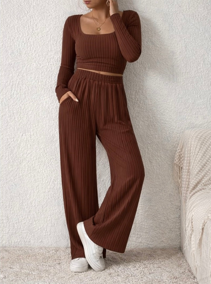 Ribbed Lounge Set – Chocolate Brown Edition