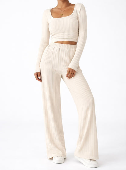 Ribbed Lounge Set – Cream Edition